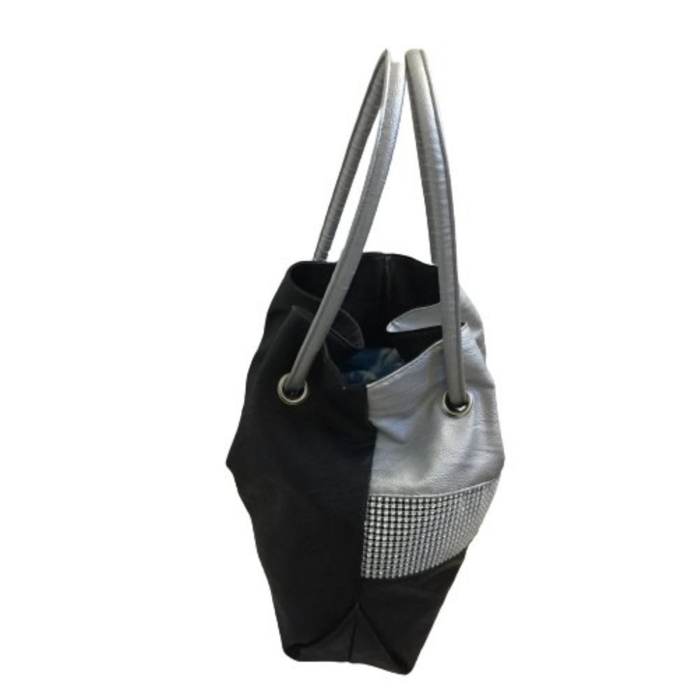 Silver & Black Sparkling Ladies Handbag - Picture 3 of 14